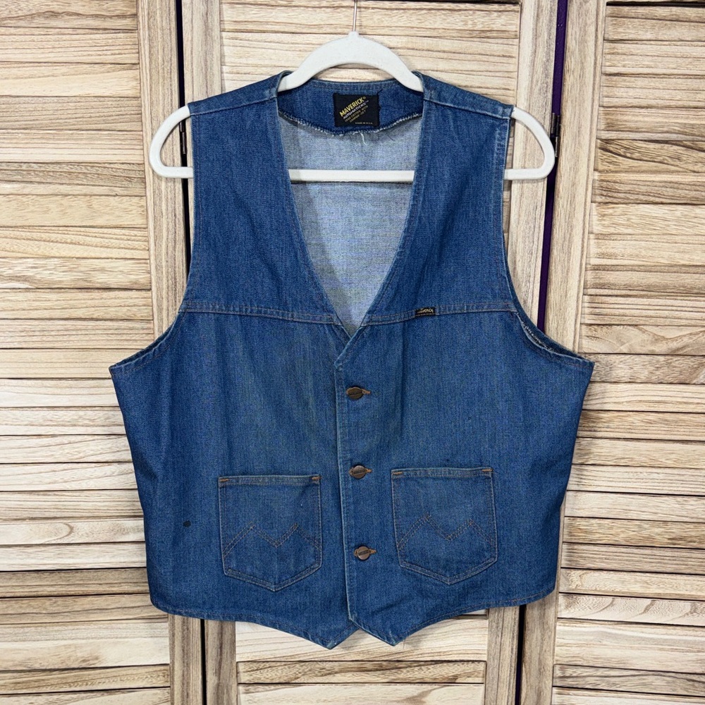 Maverick Vest 70’s Deadstock Retro Denim Men Size XL Made in USA Vintage